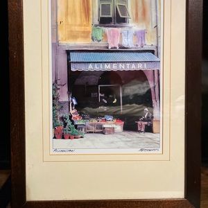 Signed Alimentari Antique Multi-Color Picture Frame